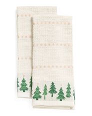 Set Of 2 Pine Tree Row Dobby Kitchen Towels | TJ Maxx
