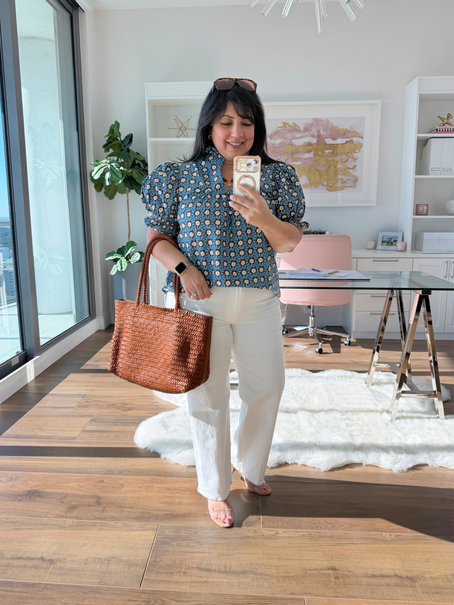 I received a fun package from @shop_avara full of new pre-fall goodies, and I love that these pieces give all the fall vibes while still being lightweight enough to wear in the Florida heat. Avara always has the cutest prints and styles, and I especially love their unique tops and dresses that are easy to style now and will transition beautifully into fall. 

Love the colors and print of this top as well as the cute sleeves! Perfect fall vibes and great with jeans, pants or shorts. Wearing it here with white denim for summer but it will work well with ecru / ivory jeans or regular denim in the fall. 

Avara top size large. Mother white jeans. Schutz sandals. Madewell woven tote bag. Baublebar beaded necklace. Madewell aviator  sunglasses. 

@Avara

#LTKOver40 #LTKMidsize #LTKPetite