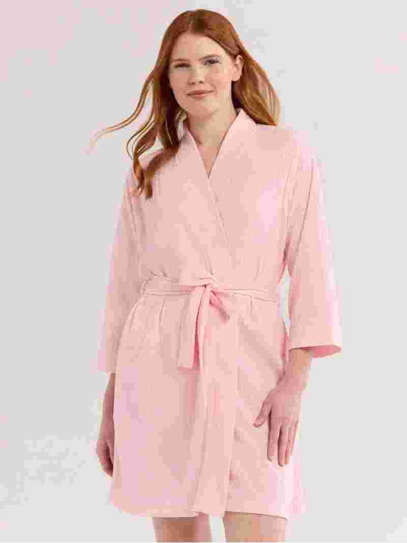Joyspun Women's Waffle Kimono Short Wrap Robe, Sizes S-3X | Walmart (US)