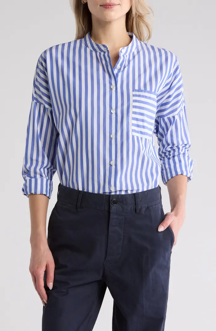 Mixed Stripe Band Collar Button-Up Shirt | Nordstrom Rack