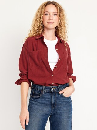 Flannel Boyfriend Button-Down Shirt | Old Navy (US)