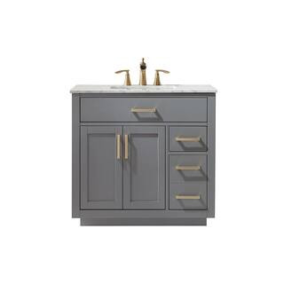 Altair Ivy 36 in. Bath Vanity in Gray with Carrara Marble Vanity Top in White with White Basin 53... | The Home Depot