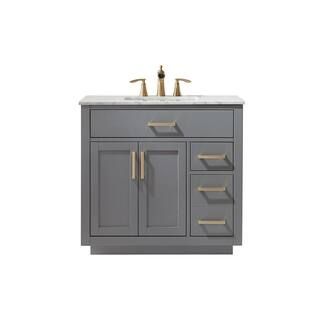 Altair Ivy 36 in. Bath Vanity in Gray with Carrara Marble Vanity Top in White with White Basin 53... | The Home Depot