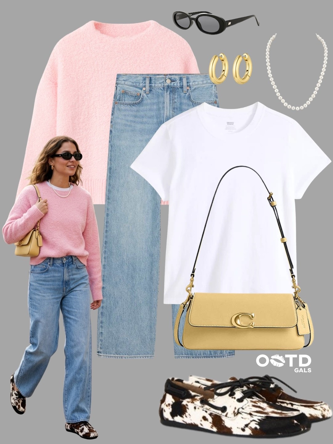 Soft Pink, Everyday Cool 💗👖

A fresh mix of cozy and casual with just the right amount of polish.

Effortless, feminine, and easy to wear on repeat.

✨ Style Details:
• Fluffy pink knit for a soft statement  
• Light wash straight-leg jeans for a relaxed base  
• Crisp white tee layered underneath  
• Cow print loafers for a fun, unexpected twist  
• Butter yellow shoulder bag to brighten the look  
• Gold hoops + pearls for a subtle luxe finish  
• Sleek sunglasses to keep it cool  

Playful meets polished 🤍

#LTKStyle #LTKCasual #EverydayOutfit

#LTKgrwm #LTKootd