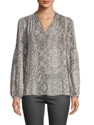 Snake Printed Balloon-Sleeve Blouse | Saks Fifth Avenue OFF 5TH