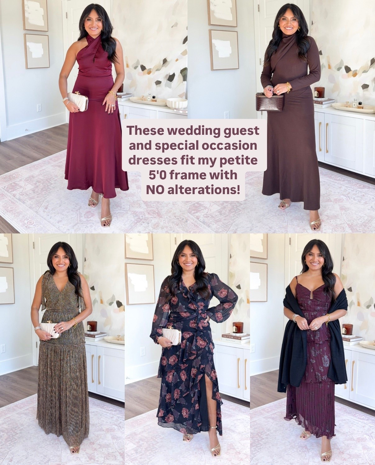 What if I told you… these wedding guest and special occasion dresses fit my petite 5'0 frame with NO alterations!
For reference: I’m 5’0, 32b bra size, and 2/26 in bottoms, pear shaped. 
*Everything I share is unaltered! TTS means true to size.

All dresses size xs TTS
Gold heels size 5 TTS
Strapless bra size 32b TTS
Shapewear shorts size s/m TTS


petite wedding guest dresses
fall wedding outfit
petite formal dresses
petite special occasion dresses
winter wedding guest outfit
petite evening dresses
wedding guest outfit ideas
cocktail dresses petite
holiday party dresses
petite formal wear
petite fashion finds
elegant fall dresses
petite style
petite fall outfits
event outfits for petites
petite friendly pieces
Rachel Miranda Blog
Honeysweetpetite
Honey Sweet Petite


#LTKPetite #LTKWedding #LTKStyleTip