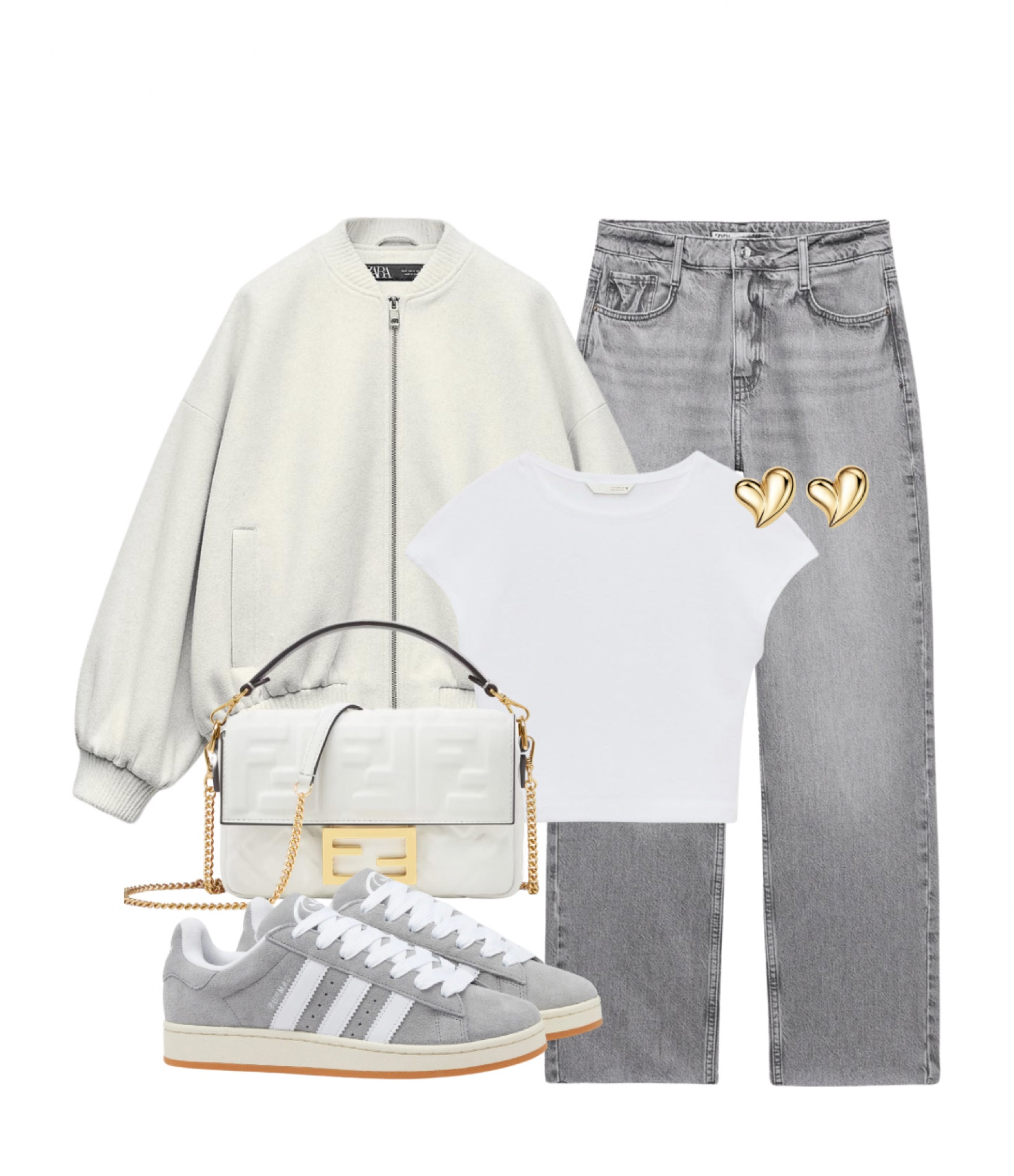 Bomber jacket styling | Zara outfit 🩶

Adidas campus grey jeans Zara fendi bag 

#LTKuk #LTKFashionMonth #LTKeurope
