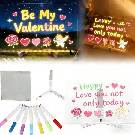 Valentine Led Drawing Board, Erasable Drawing Board with Night Light, 2026 New Writing Acrylic Message Board, LED Drawing Boards with Adjustable Stand and 7 Pens for Office Home | Walmart (US)