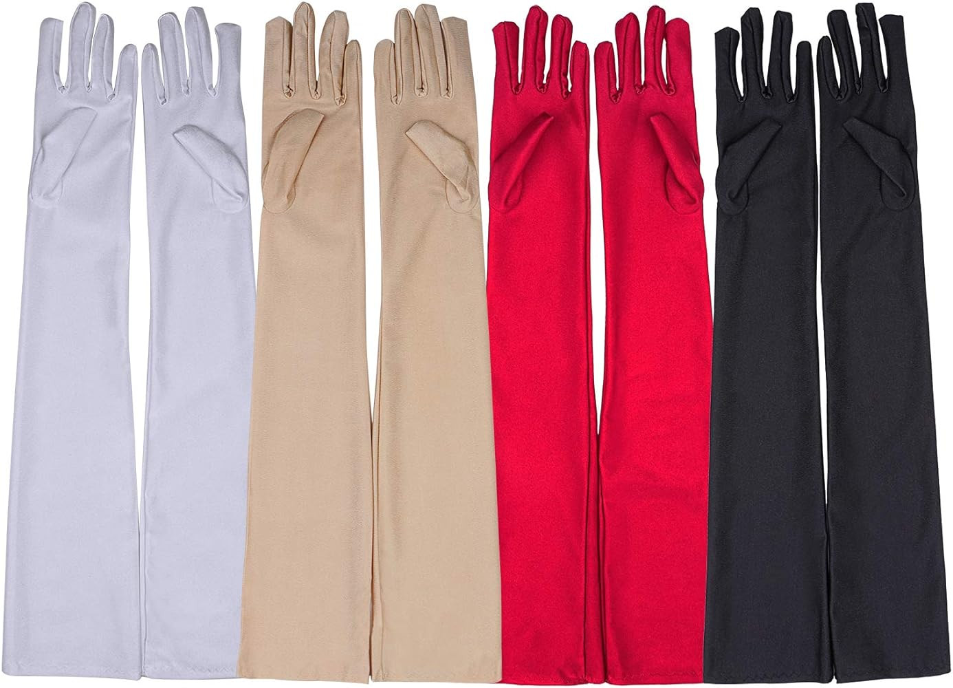 Amazon.com: Long Gloves for Women 4 Pairs in 4 colors 20inch, Driew Elbow Gloves Flapper Evening ... | Amazon (US)