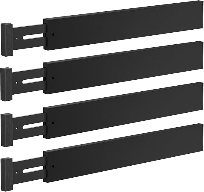 Drawer Divider, 4 PCS Bamboo Drawer Dividers Organizers, 17"-22" Adjustable Drawer Dividers for C... | Amazon (US)