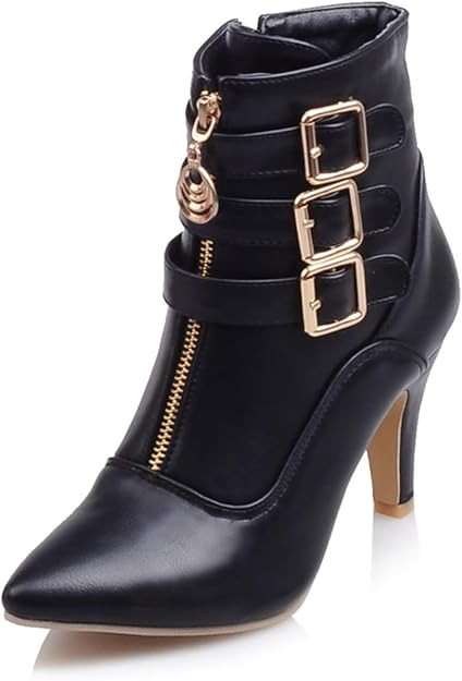 MEOTINA Gold High Heels for Women Kitten Heel Pointed Toe Short Womens Booties Buckle High Heeled... | Amazon (US)