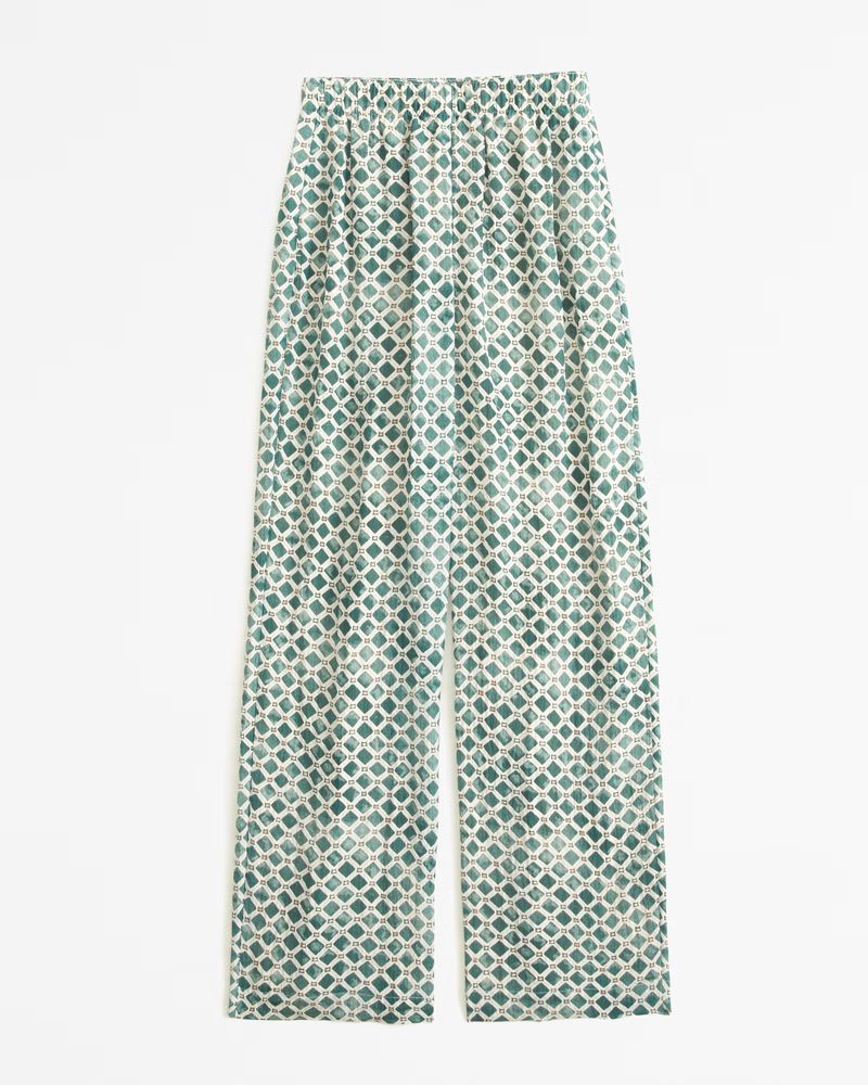 Crinkle Textured Pull-On Wide Leg Pant | Abercrombie & Fitch (US)