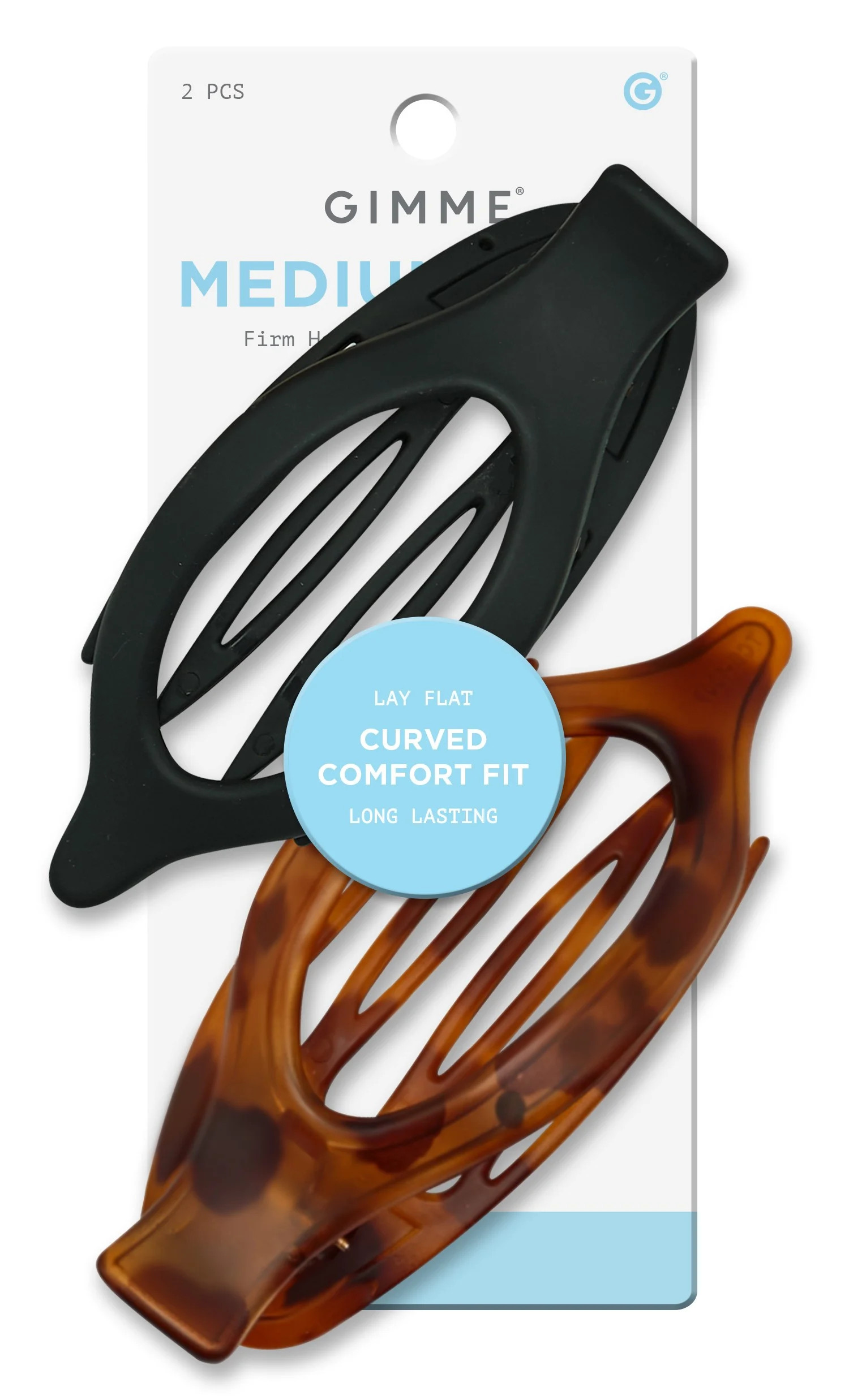 Gimme Beauty Claw Clip Medium Oval Lay-Flat Black/Tortoise 2 Count | Walmart (US)