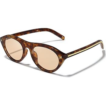 DreamCalf Oval Cat Eye Sunglasses for Women Trendy Retro Cateye Frame with UV Protection for Trav... | Amazon (US)