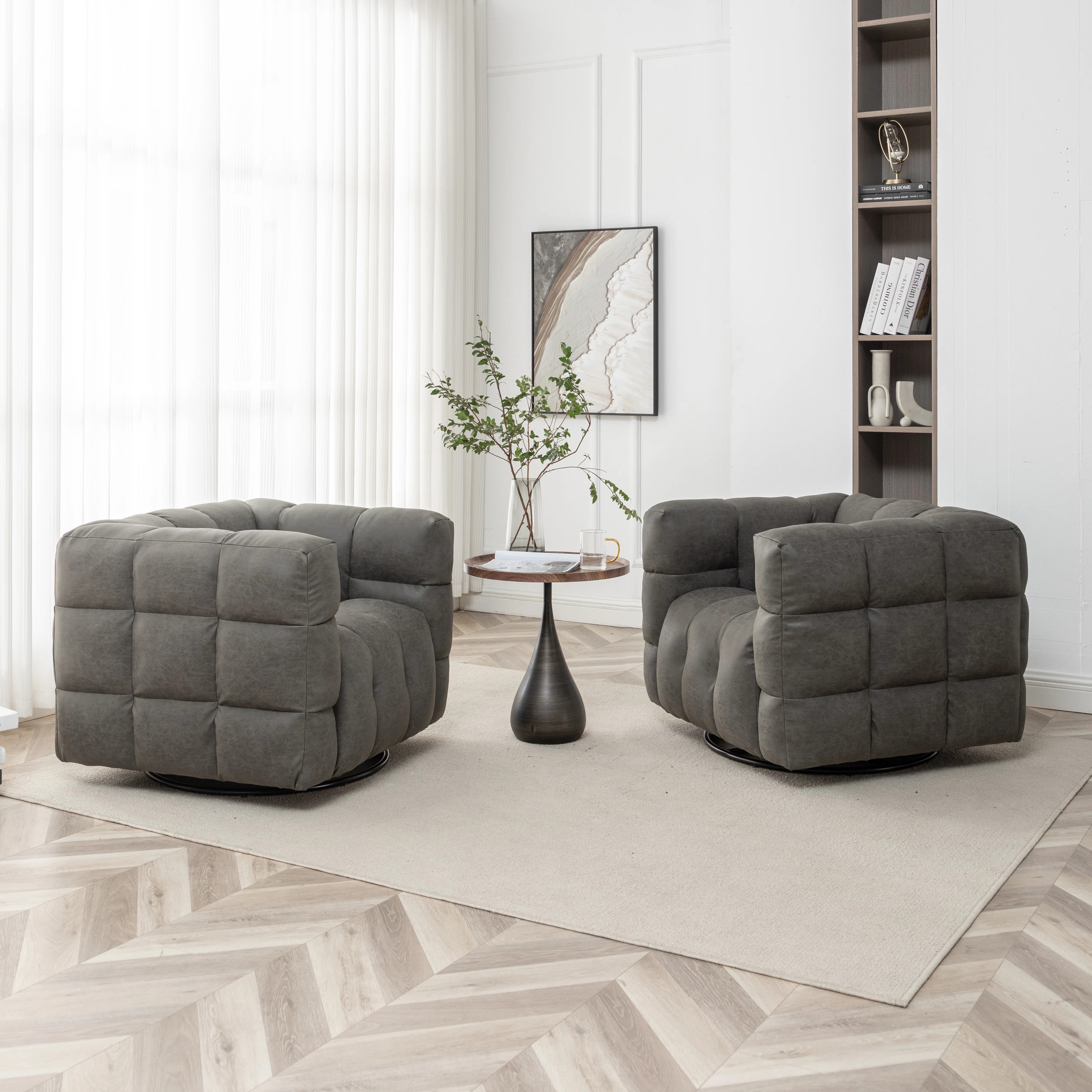 Ashyiah Upholstered Swivel Armchair (Set of 2) | Wayfair North America
