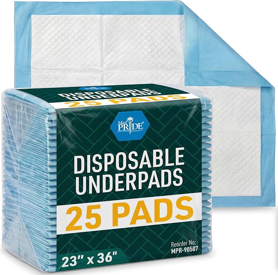 MED PRIDE Disposable Underpads 23'' X 36'' (25-Count) Incontinence Pads, Chux, Bed Covers, Puppy ... | Amazon (US)