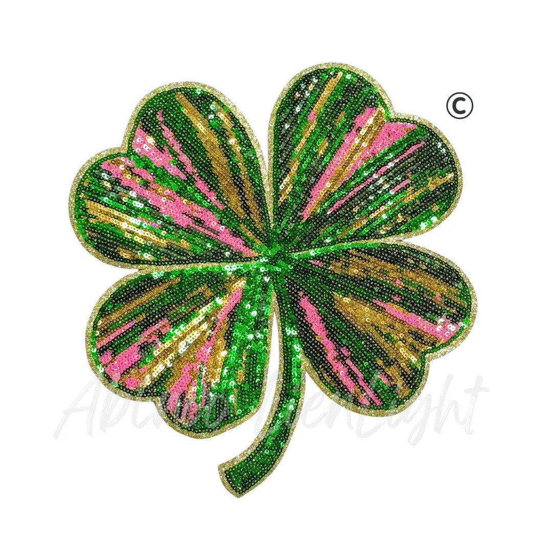 Sequin Four Leaf Clover Patch, St Patricks Day Iron On, Large | Etsy (US)