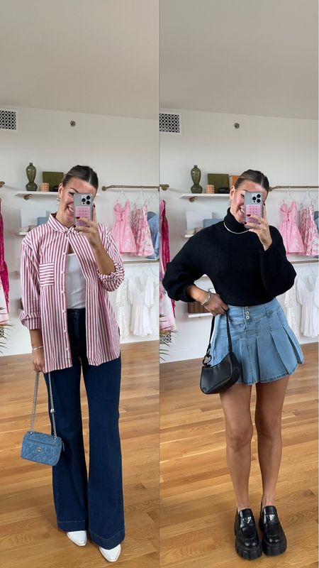 Trying to decide which Walmart outfit to wear tonight! I am loving the denim pleated miniskirt 
I am wearing my normal small /26 

#LTKshoecrush #LTKstyletip #LTKfindsunder50