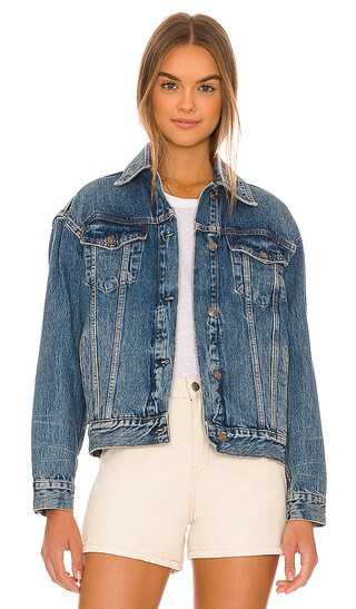 Jolene Denim Trucker Jacket in Deep Sea | Revolve Clothing (Global)