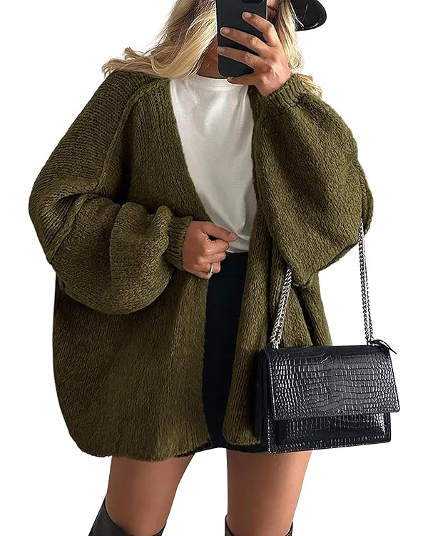 PRETTYGARDEN Womens Oversized Cardigan Sweaters 2025 Fall Long Lantern Sleeve Knit Open Front Lig... | Amazon (US)