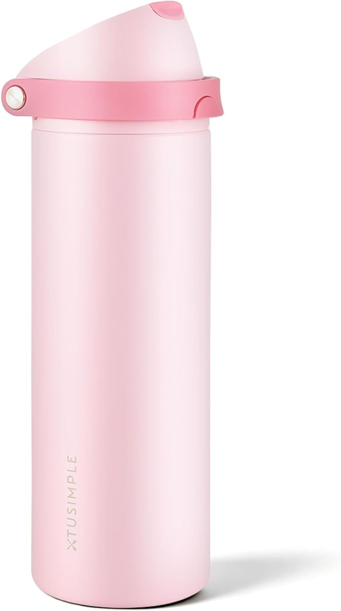 24 oz Insulated Water Bottle with Straw, Stainless Steel Water Bottle with 2-in-1 Push-Button Spo... | Amazon (US)