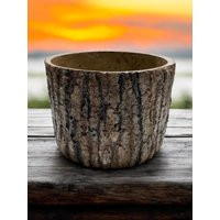 Large Concrete Tree Bark Planter Hand Stained Faux Wood Flowerpot | Etsy (US)