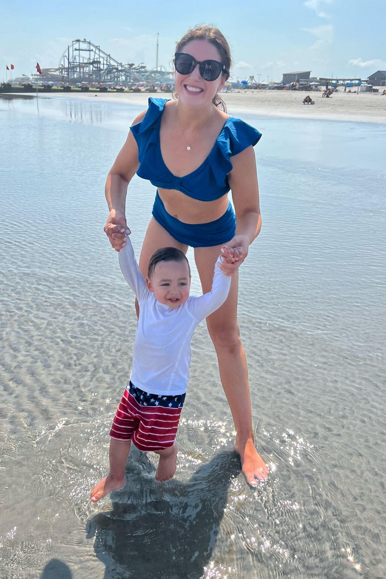 Red, White & Blue toddler swim, Fourth of July swim, mom bathing suit, mom suit, full coverage bathing suit, high rise bottom swimsuit, beach mom, vacation outfit ideas, summer vacation, beach vacation, blue bathing suit, American flag bathing suit, oversized sunglasses, black sunglasses, amazon sunglasses 

#LTKswim #LTKfamily #LTKkids