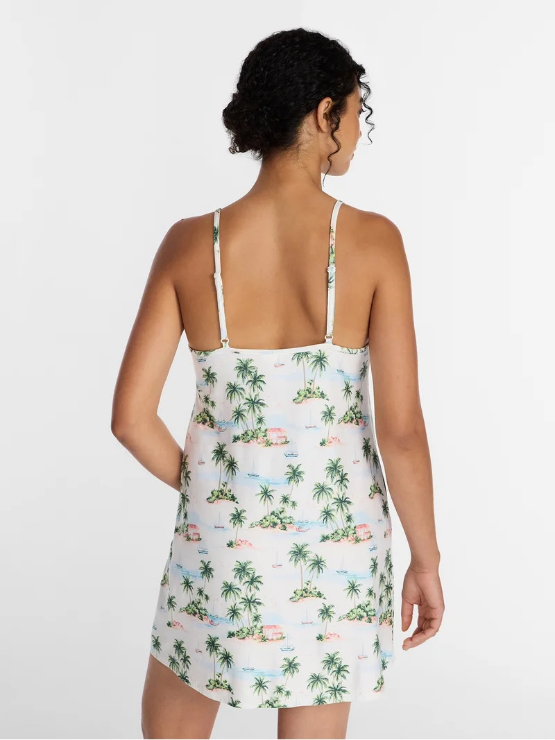 Joyspun Women\u2019s Dreamy Soft Collection Lace Front Knit Chemise, Sizes XS-3X | Walmart (US)
