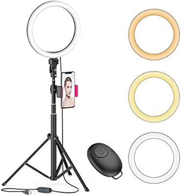 8" LED Selfie Ring Light for Live Stream/Makeup/YouTube Video, Dimmable Beauty Ringlight with Tri... | Amazon (US)
