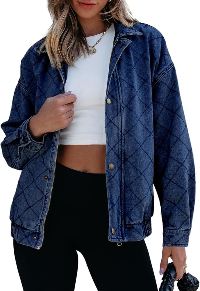 Sidefeel Women's Jean Jacket Long Sleeve Zimbaplatinum Overszied Denim Jackets Shacket Coat Fashi... | Amazon (US)