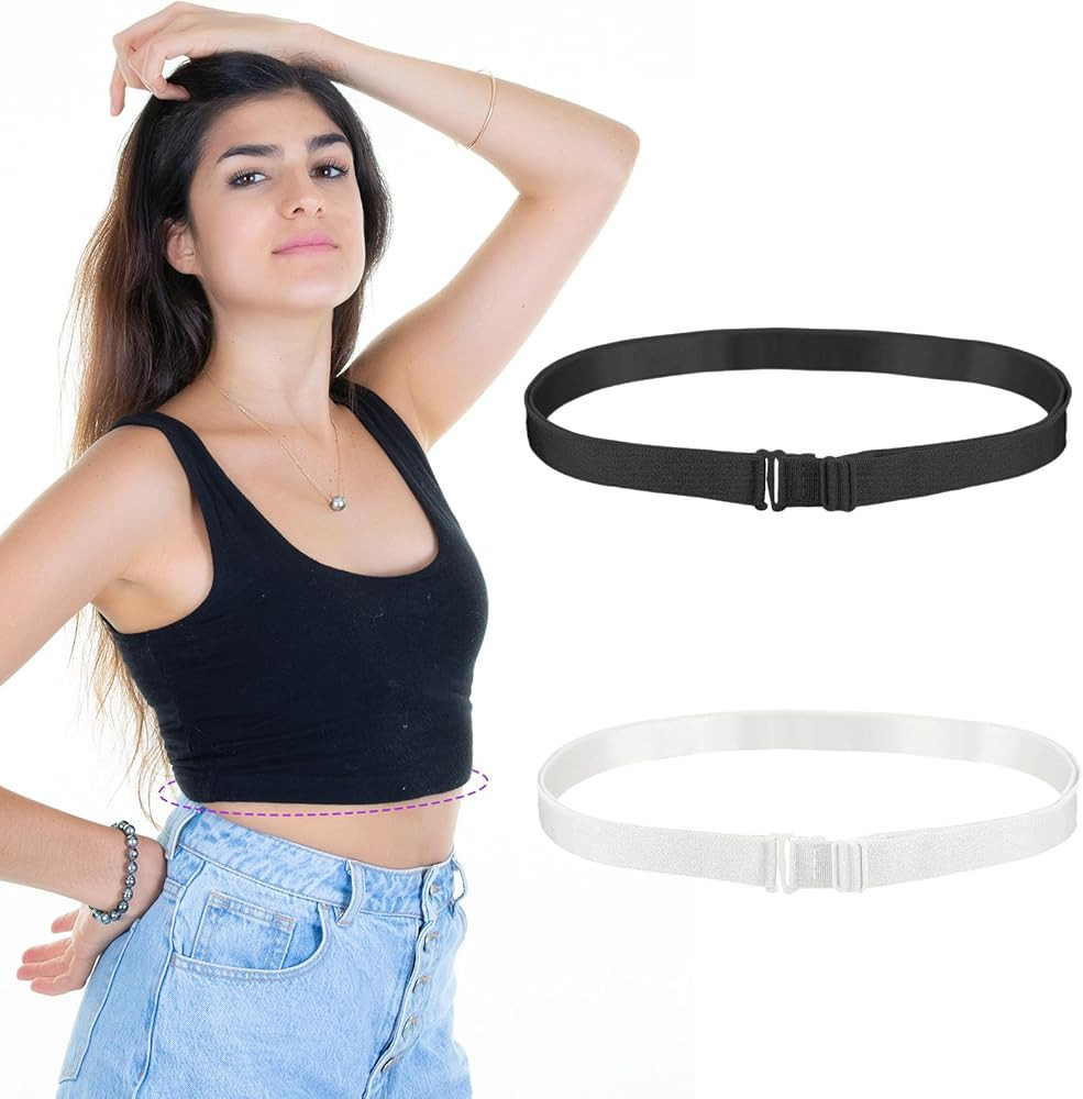 2pcs Womens Elastic Belt, Adjustable Tucky Belt to Crop Tops, Shirt Tuck Band for Women the Women... | Amazon (US)