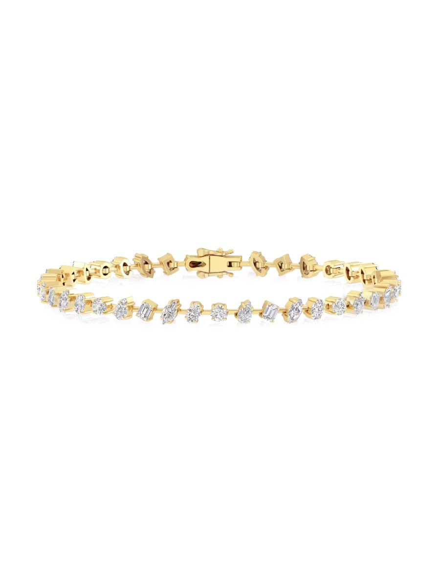 14K Yellow Gold & Multi-Cut 3.60 TCW Diamond Station Bracelet | Saks Fifth Avenue