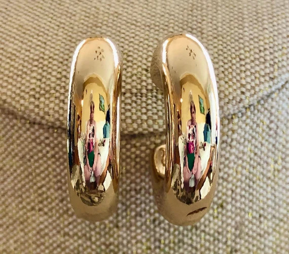 1.5 INCH large gold tube hoop, chubby gold hoop, tire hoop, supersized hoops, oversized gold hoop... | Etsy (US)