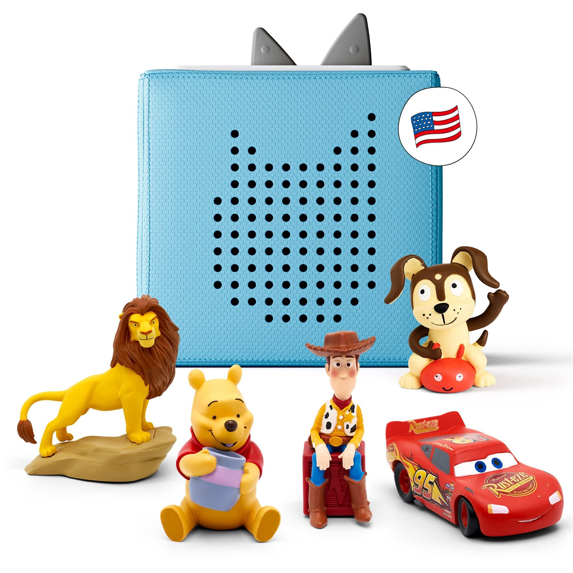 Toniebox Audio Player Starter Set with Woody, Lightning McQueen, Simba, Winnie-The-Pooh, and Playtime Puppy - Listen, Learn, and Play with One Huggable Little Box - Light Blue | Amazon (US)