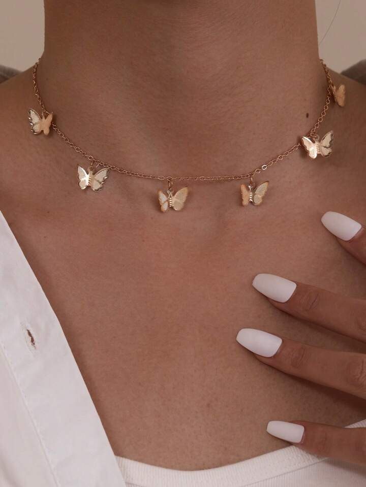 1pc Fashionable Butterfly Decor Necklace For Women For Daily Jewelry Accessories | SHEIN