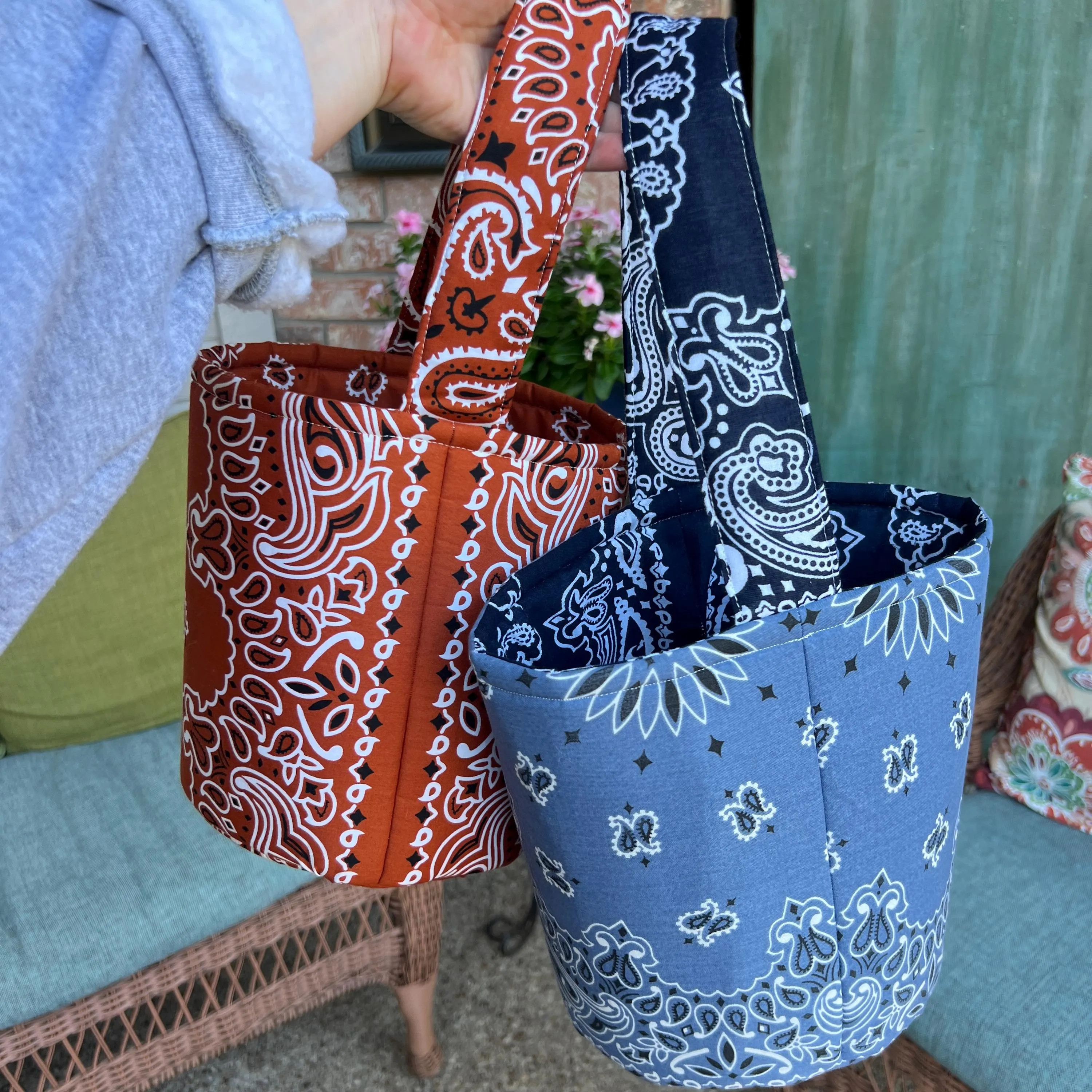 Oversized Bandana Bucket Bag, Western Preppy Top Handle Purse, Cotton Handmade Handbag | Etsy (Global)