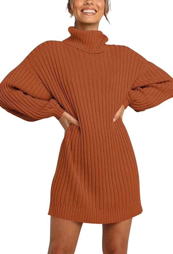 LaSuiveur Women's Slim Fit Cable Knit Long Sleeve Sweater Dress | Amazon (US)