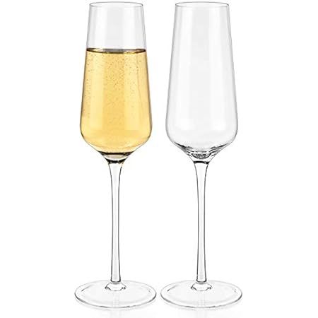 Luxbe - Champagne Crystal Glasses, Set of 2 - Tulip Shape Modern Elegant Sparking Wine Glasses, H... | Amazon (US)