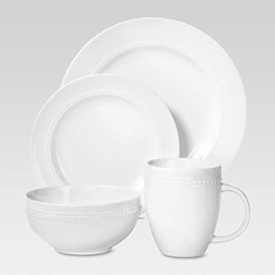 Threshold 16 Piece Round Beaded Dinnerware Set - White | Amazon (US)