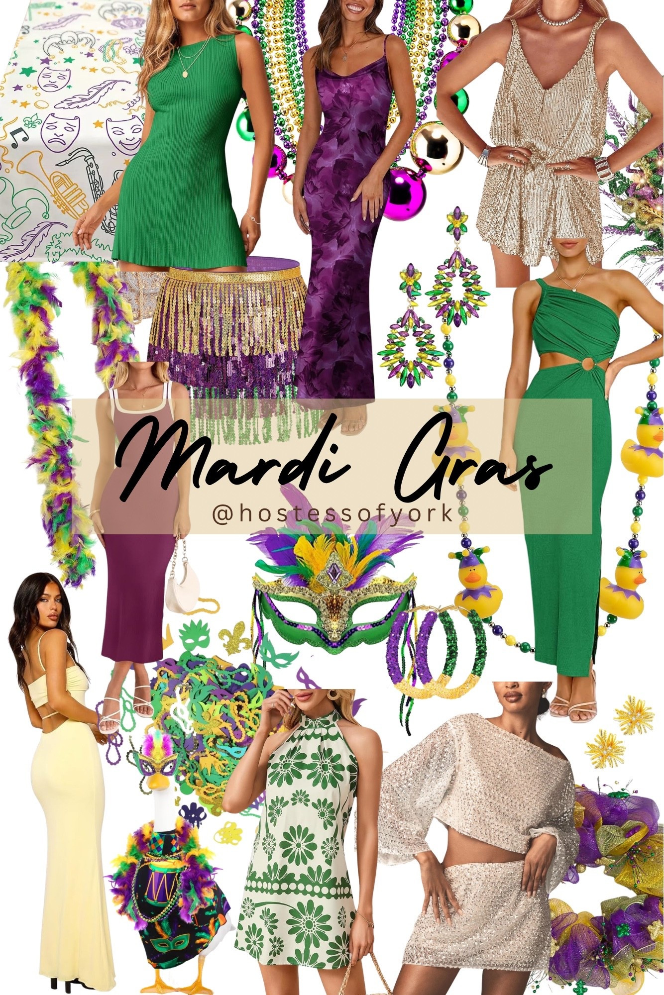 Mardi Gras outfit and decor ideas! 
#party #holiday #fattuesday #outfits #dresses #green #spring #yellow #beads #gold #goose #parties #decorations #nola

#LTKootd #LTKgrwm #LTKSeasonal