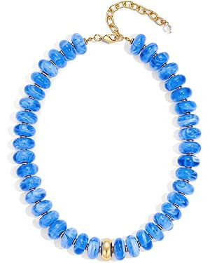 Chunky Colorful Beaded Choker Necklace for Women - Summer Beach Round Resin Beads Necklace, Trend... | Amazon (US)