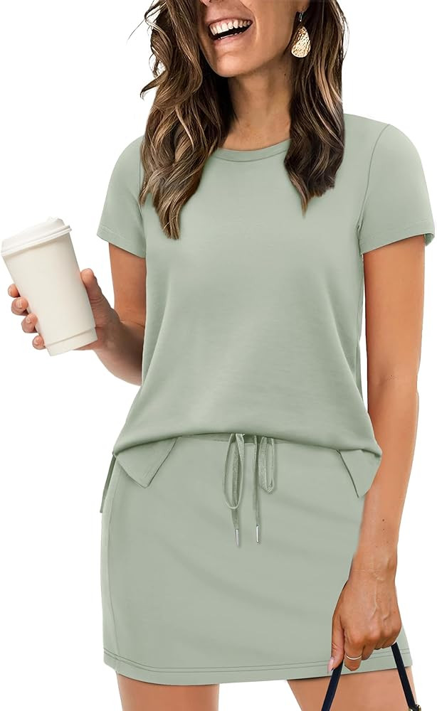 Sampeel Women's 2 Piece Skirt Sets Side Slit Tops and Tennis Skort with Pockets Trendy Airport Lo... | Amazon (US)