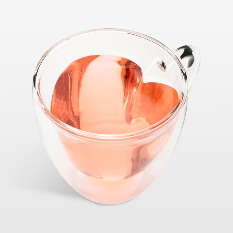 Heart 8-oz. Double Wall Glass Tea Mug | Crate & Barrel | Crate & Barrel