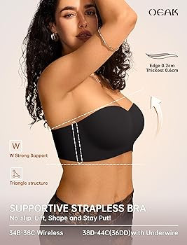 OEAK Womens Strapless Bras with Wireless/Underwire Multiway Non-Slip Tube Top Push Up Bralette Se... | Amazon (US)