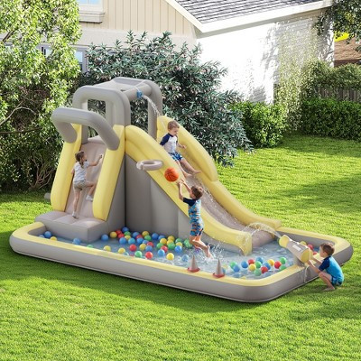 AMERLIFE Inflatable Bounce House Water Slide with Climbing Wall, Splash Pool, Water Gun & Air Blower, 154x106x75 in | Target