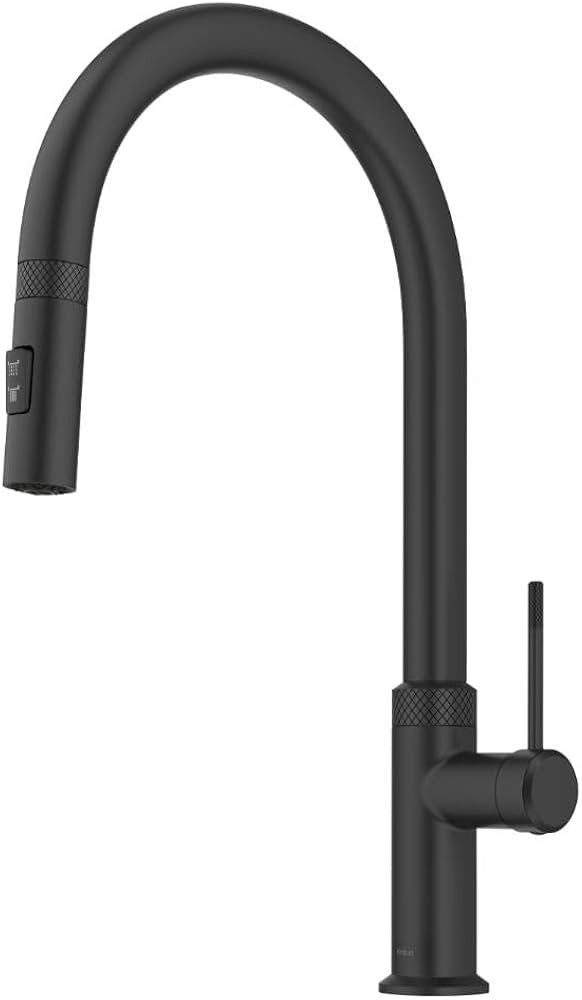 KRAUS Allyn Modern Industrial Pull-Down Single Handle Kitchen Faucet in Matte Black, KPF-2654MB | Amazon (US)