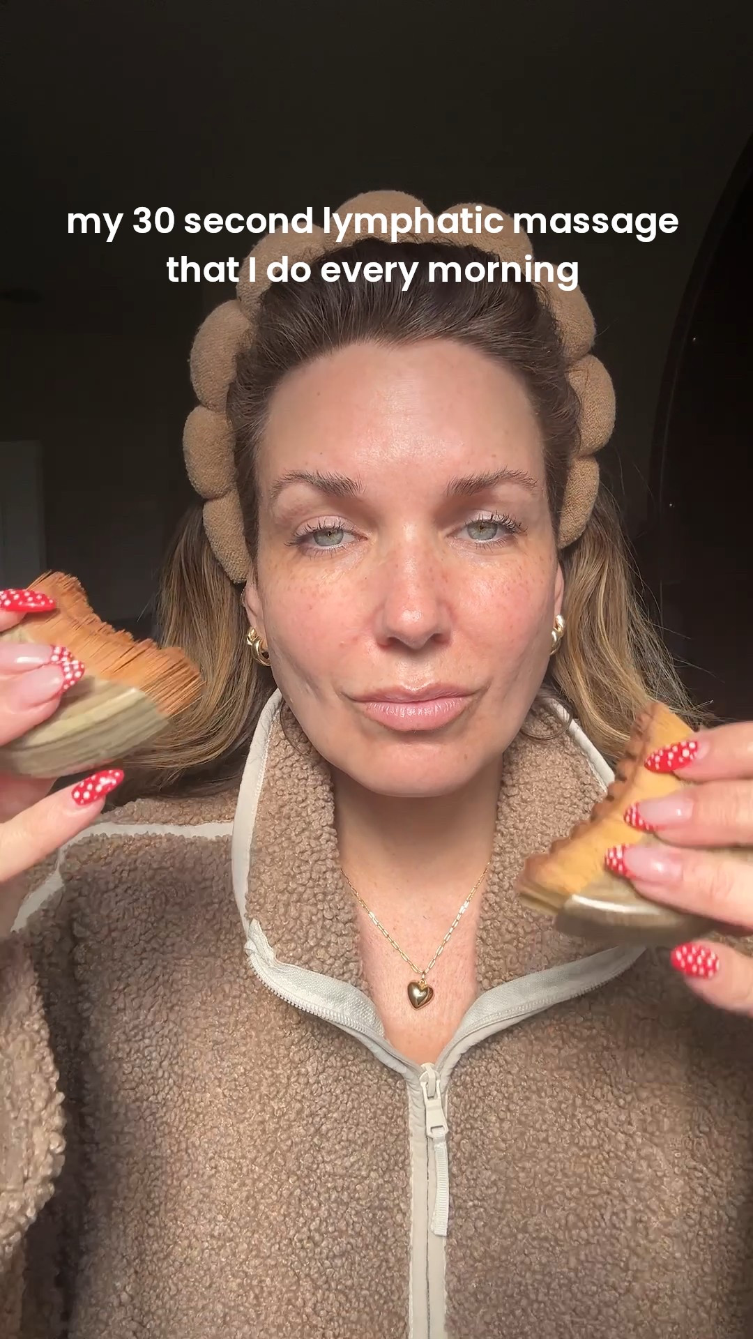 Lymphatic massage that only takes 30 seconds each morning!!! 
This is what I do!! Light strokes and about 7 seconds in each section. I love the way that it feels and can see the difference since doing it every day. 

#LTKselfcare #LTKmorningroutine #LTKBeauty