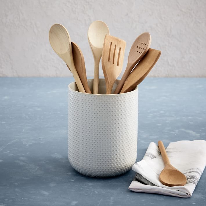 Textured Stoneware Utensil Holder | West Elm (US)