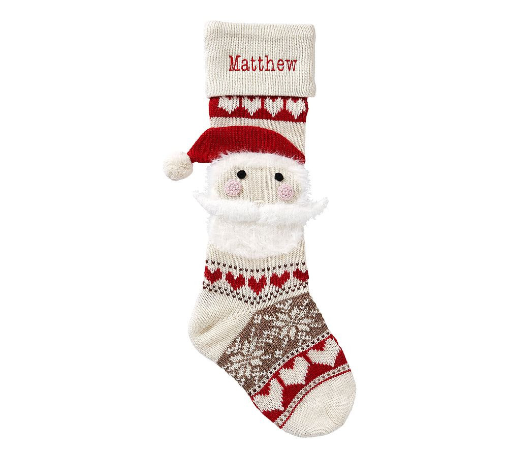Santa Face Classic Fair Isle Christmas Stocking | Pottery Barn Kids
