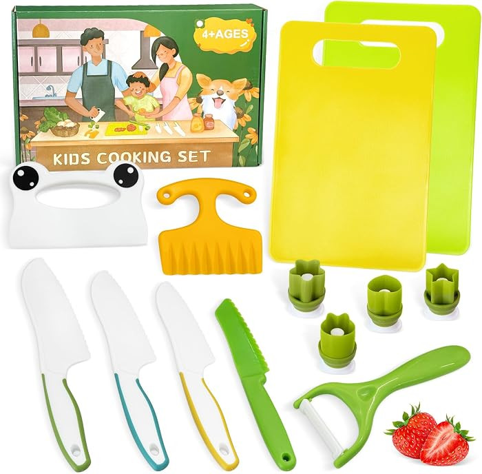 13 Pcs Kids Knife Set for Real Cooking Safe Kitchen Tools for Ages 4+ | Amazon (US)
